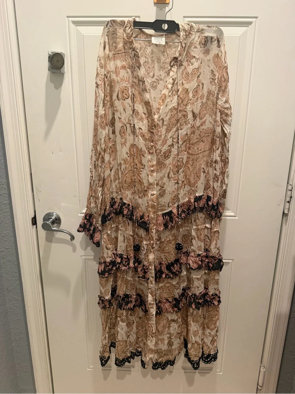 Hemant & Nandita Black Luana Maxi Dress in Georgette - Picture 2 of 4